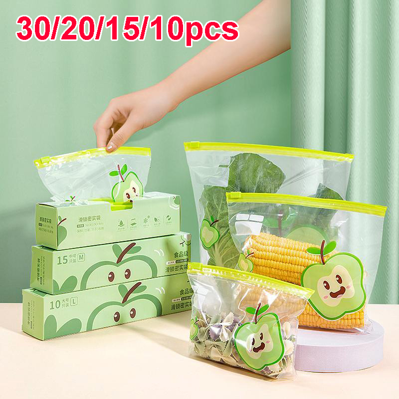 Food Storage With Lock - ถุงซิปล็อคแบบใช้ซ้ำได้ เกรดอาหาร ถุงเก็บของใส ถุงเก็บความสดในตู้เย็น ถุงซีลอาหาร ผลไม้