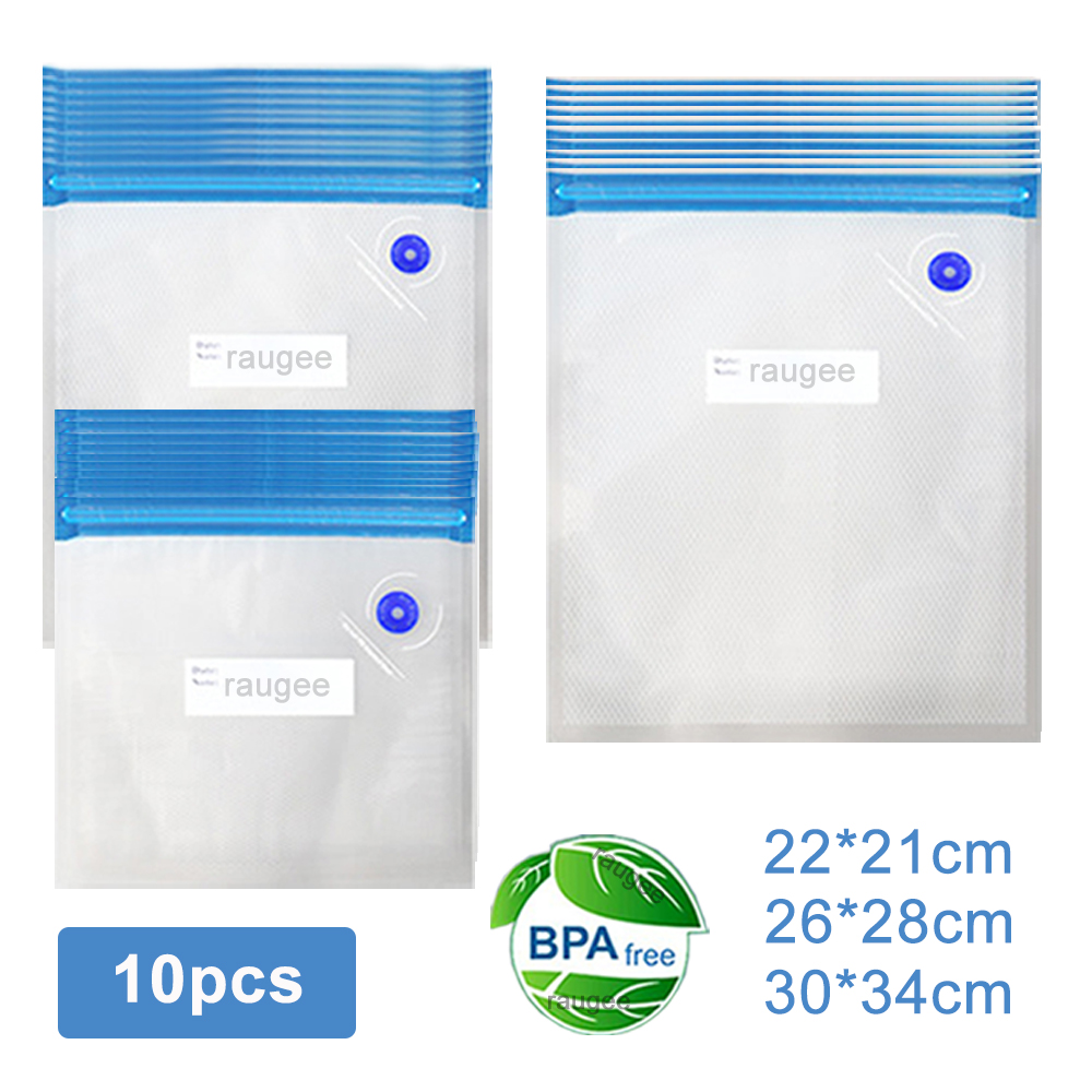 Food Storage Hot - ถุงสูญญากาศ อาหารแบบใช้ซ้ําได้ ถุงบรรจุภัณฑ์สูญญากาศ 10 ชิ้น ถุงเก็บสูญญากาศปิดผนึกสําหรับอาหาร