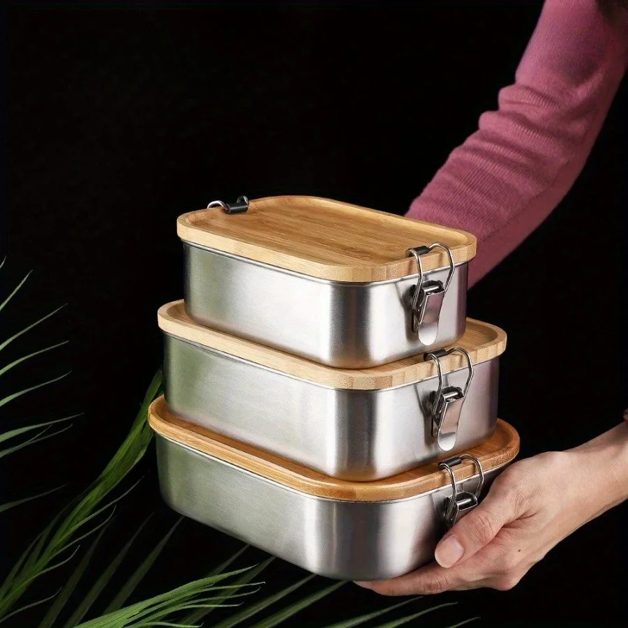 Food Storage With Colander - กล่องข้าวกลางวันฝาปิดทำจากไม้ไผ่สแตนเลสสตีล304ใหม่กล่องถนอมอาหารสไตล์ญี่ปุ่นกล่องข้าวกลางวันกล่องข้าวกลางวันกล่องเก็บอาหาร