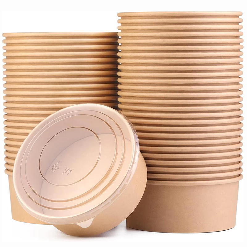 Food Storage Hot Box - 15 ชิ้น ชามกระดาษคราฟท์, กล่องสลัดผลไม้, ภาชนะเก็บอาหารร้อนเย็นแบบใช้แล้วทิ้ง, ถ้วยซุปขนมสำหรับปาร์ตี้ปิกนิก