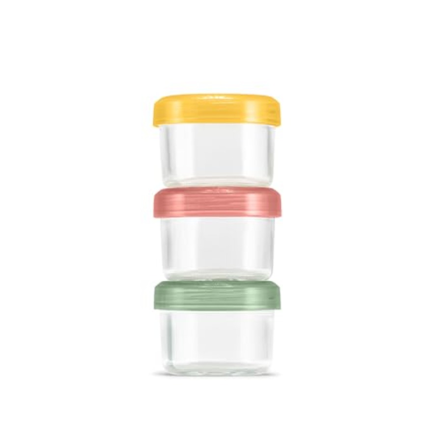 Food Storage With Lock - ชุดเตรียมอาหารแก้ว Color Lock ป้องกันการรั่วซึม พร้อมฝาพลาสติก BPA-Free