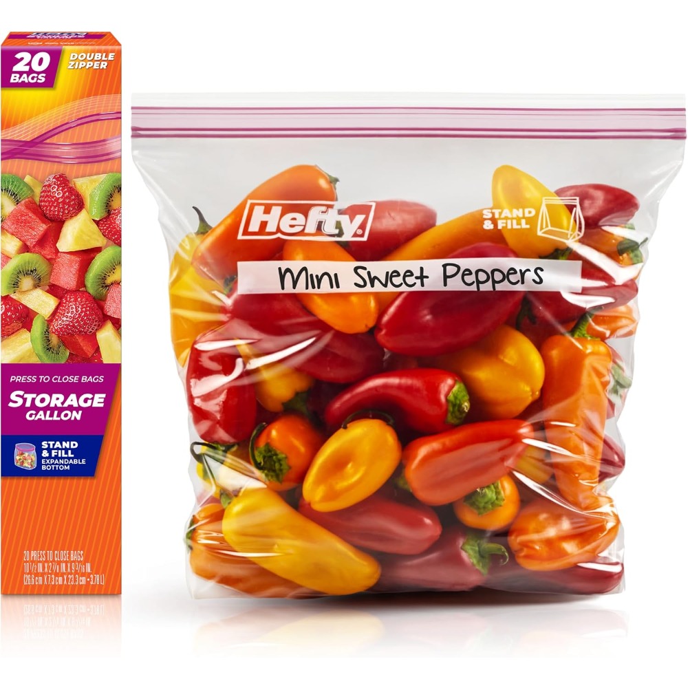 Food Storage With Lock - ถุงพลาสติกแบบกดปิด ขนาดแกลลอน สำหรับเก็บอาหาร แช่แข็งได้ 20 ใบ