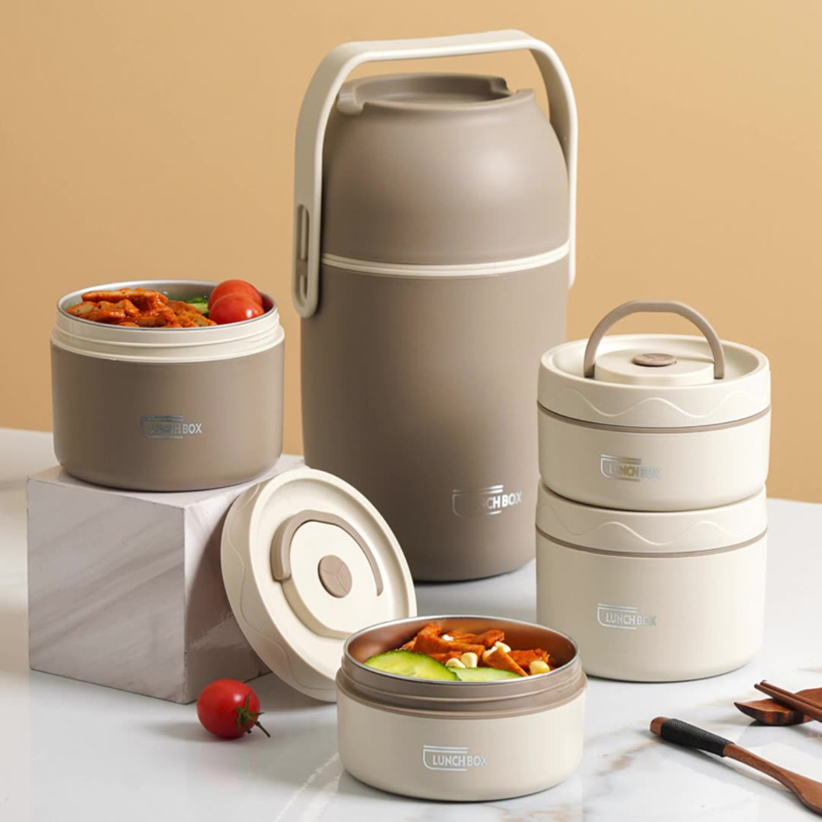 Food Storage Thermos - กล่องอาหารกลางวันเก็บอุณหภูมิสุญญากาศสแตนเลสสตีล304พร้อมถุงเก็บของภาชนะอุ่นอาหารกลางวันเก็บซุปแก้วรักษาอุณหภูมิกล่องอาหารกลางวัน
