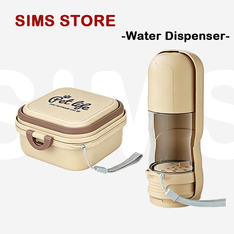 Portion Control Container - ขวดน้ำพกพาสำหรับสัตว์เลี้ยง 2-in-1 พร้อมภาชนะใส่อาหาร - ขวดน้ำพับได้สำหรับสุนัขและแมว ป้องกันการรั่วซึม