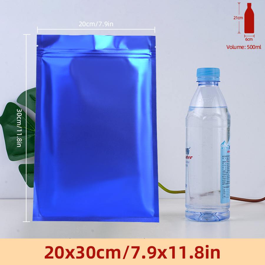 Food Storage Usa - 100 ชิ้น ถุงซิปฟอยล์สีน้ำเงินด้าน, ถุงเก็บของแบบใช้ซ้ำได้สำหรับขนมโฮมเมด, อาหารประจำวันแบบต่างๆ แพ็คสินค้าชิ้นเล็ก