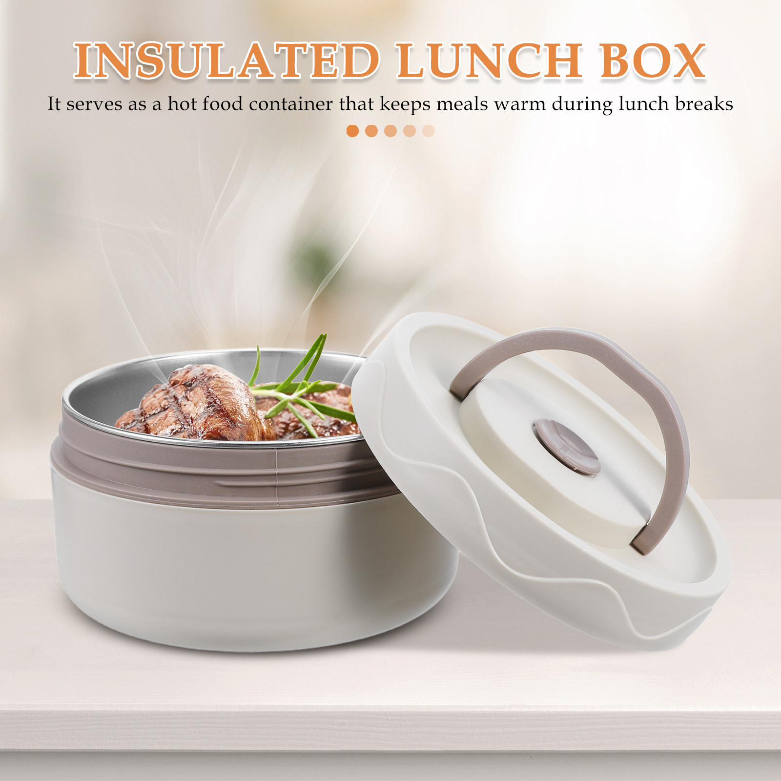 Food Storage Hot Box - กล่องอาหารกลางวันสแตนเลสสุญญากาศขนาด 440 มล. ป้องกันการรั่วซึม เก็บความร้อนได้ เหมาะสำหรับใส่อาหารร้อน