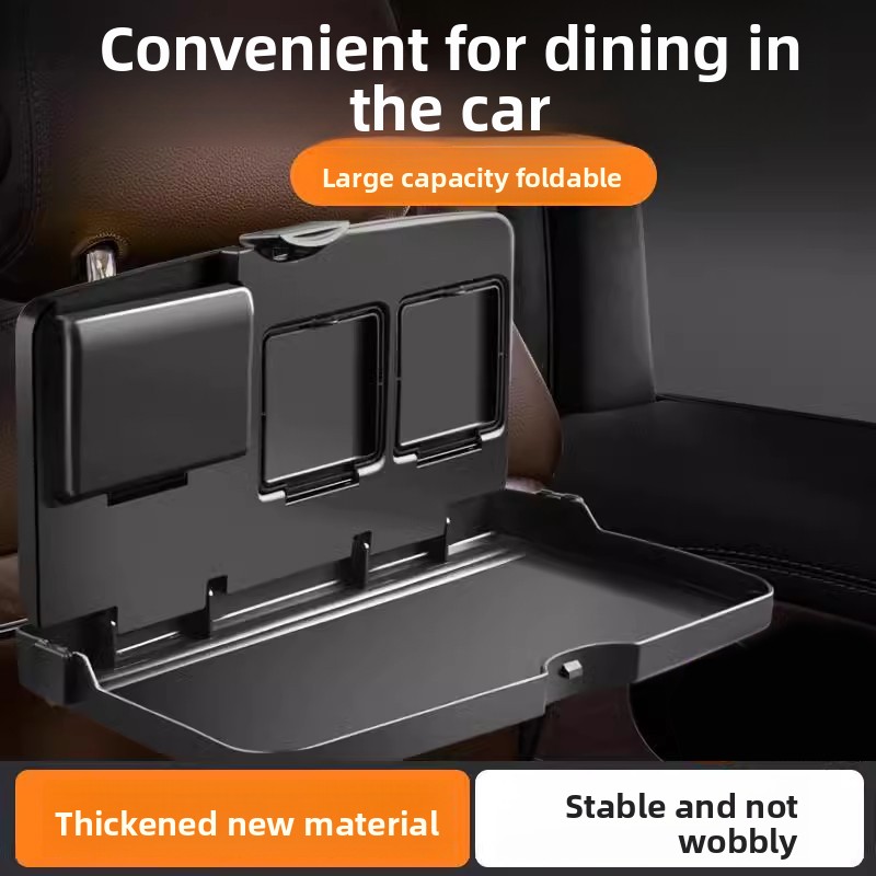 Food Storage On Table - โต๊ะรับประทานอาหารแบบพับได้สำหรับเบาะหลังรถยนต์ - ถาดอาหารในรถยนต์ขนาดใหญ่พร้อมที่วางแก้ว วัสดุหนา แข็งแรง อุปกรณ์เสริมในรถยนต์