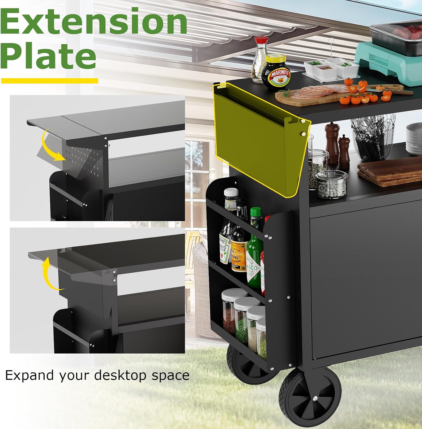 รถเข็นปิ้งย่างกลางแจ้งพร้อมโต๊ - Food Storage On Table บทวิจารณ์และราคา