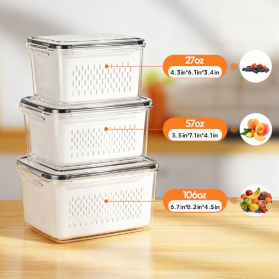ภาชนะเก็บผลไม้สำหรับตู้เย็น -  - Food Storage With Colander บทวิจารณ์และราคา