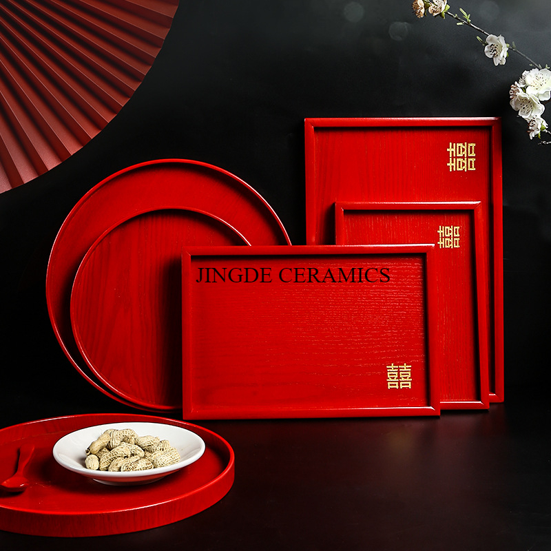 1 PC ไม้ถาดสีแดงอุปกรณ์จัดงานแ - Food Storage Room บทวิจารณ์และราคา