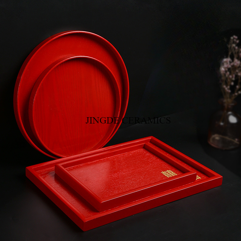 1 PC ไม้ถาดสีแดงอุปกรณ์จัดงานแ - Food Storage Room บทวิจารณ์และราคา