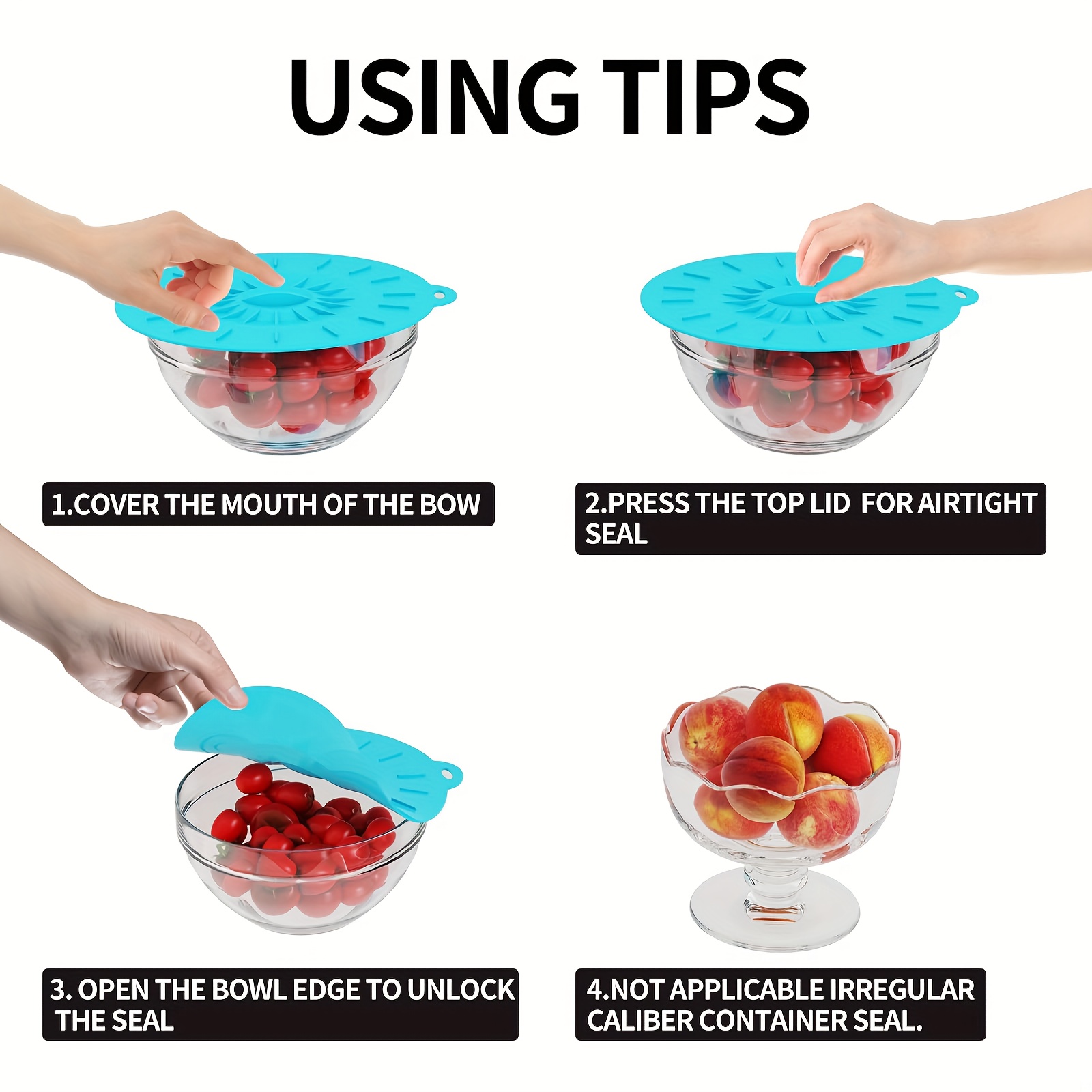 ฝาปิดซิลิโคน 5 ชิ้น, ฝาปิดกันก - Food Storage With Colander บทวิจารณ์และราคา