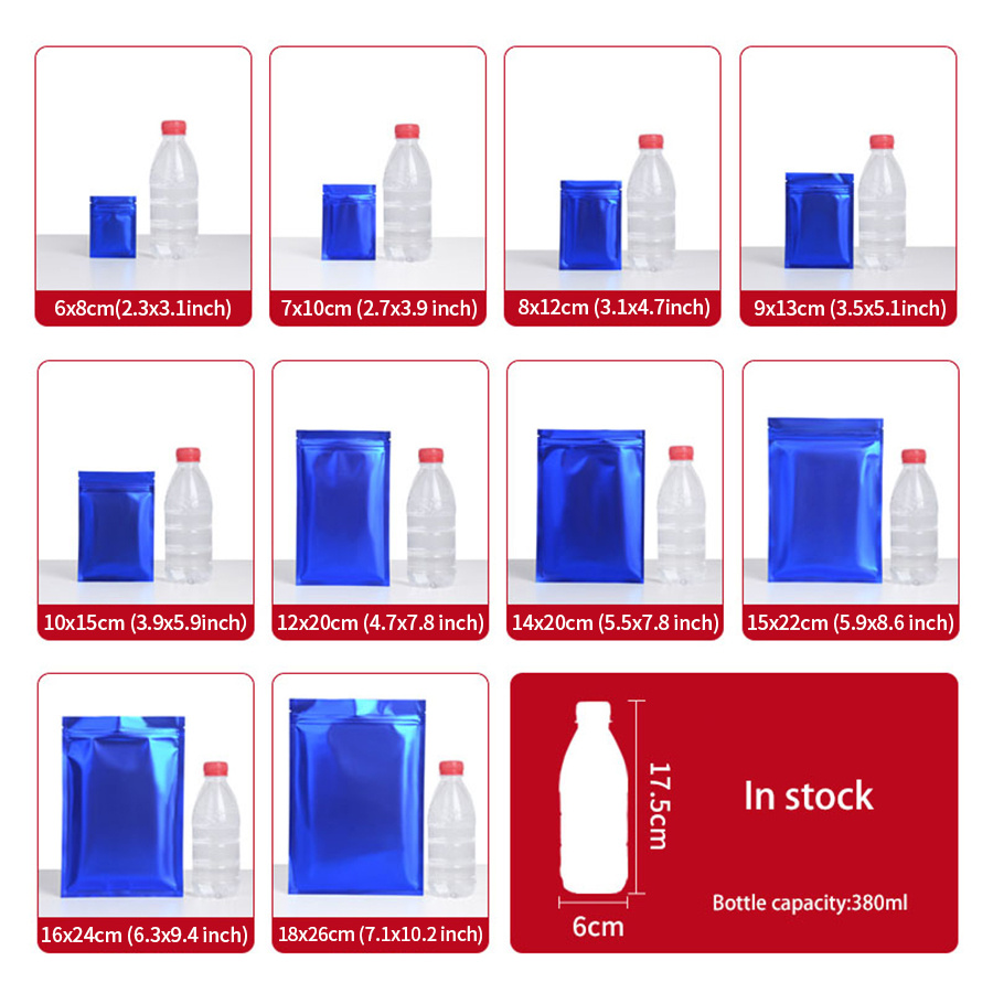 100 ชิ้น ถุงซิปฟอยล์สีน้ำเงินด - Food Storage Usa บทวิจารณ์และราคา