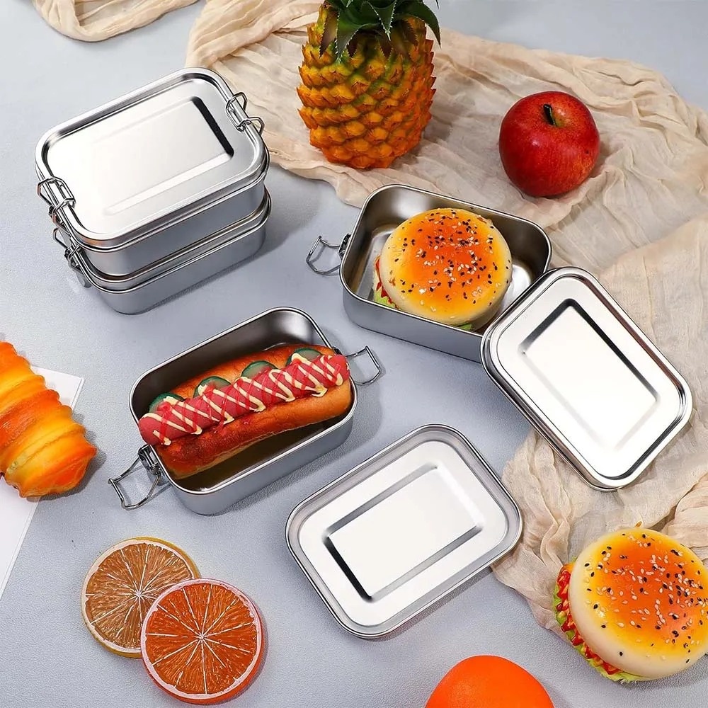 กล่องเบนโตะสแตนเลสกล่องอาหารกล - Food Storage With Lock บทวิจารณ์และราคา